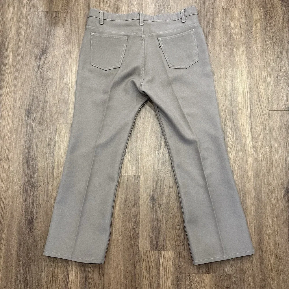 Levi's Black Tag Vintage 1970s Polyester Pants W40 L30 Gray USA